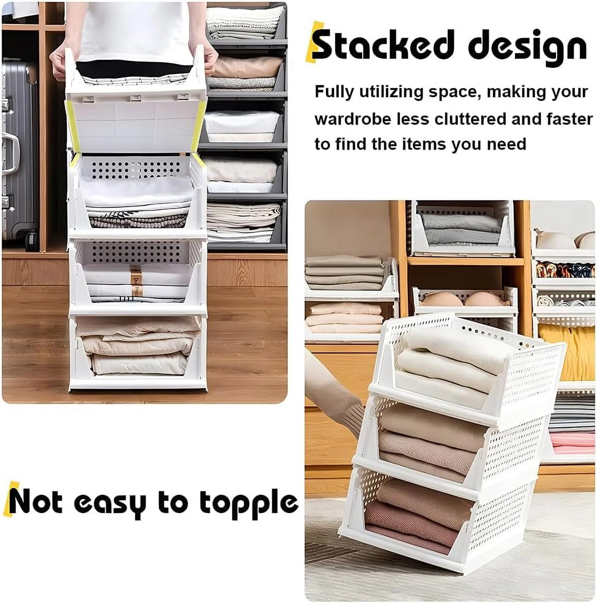 5 Pack Stackable Closet Storage Box,Closet Shelf Organizer and Storage Plastic Drawer Storage,Wardrobe Organizer Closet Organizers Storage Box for Cupboard Kitchen Office(5L) – Stackable Organization for Streamlined Everyday Routines