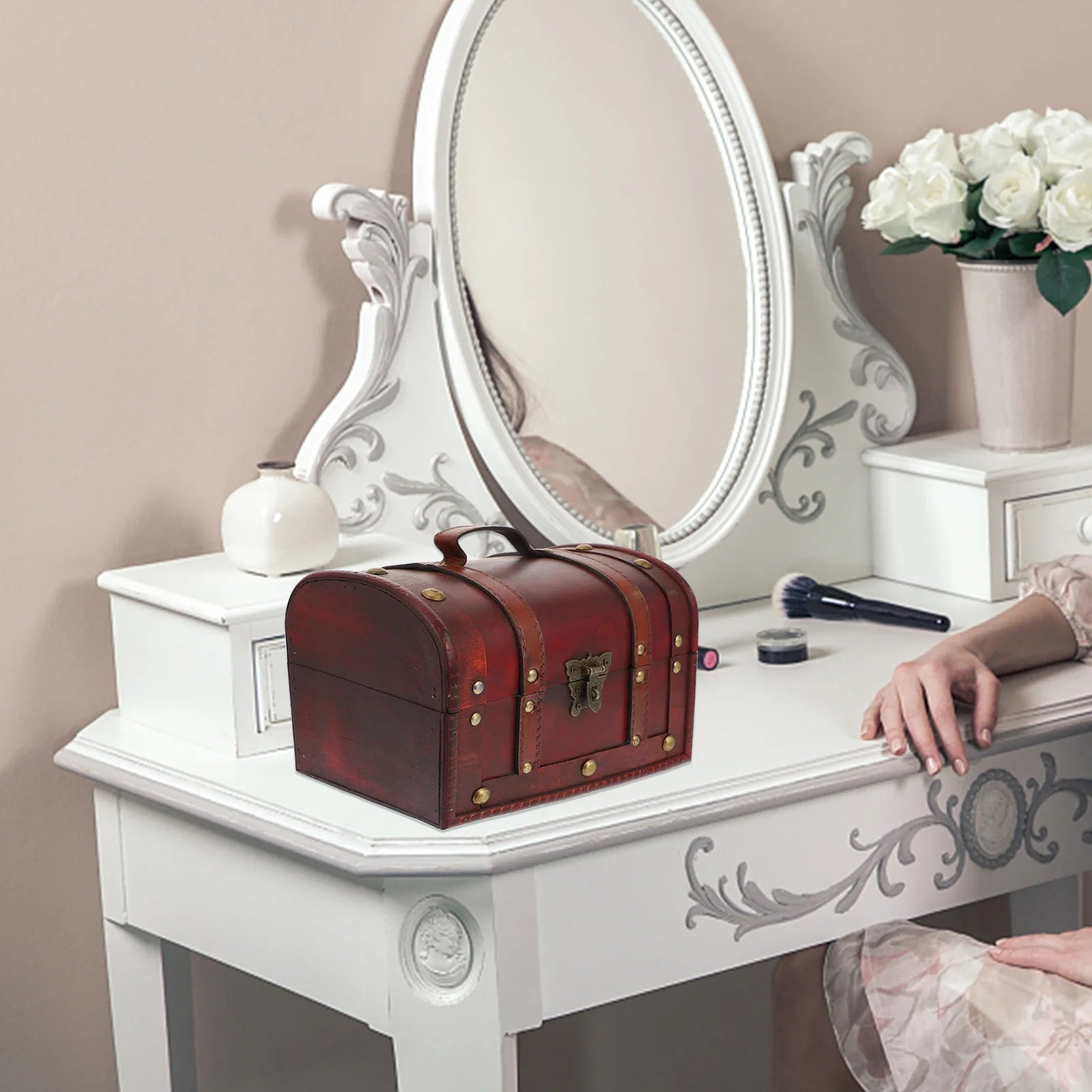 Vintage Storage Container Antique Decorative Boxes with Lids Travel – Secure Lid Design for Streamlined Everyday Routines