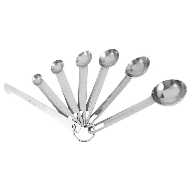 Stainless Steel Measuring Spoons Cups Set Small Tablespoon Teaspoons Set 6 with Bonus C4662 – Durable Stainless Steel Construction for Streamlined Everyday Routines