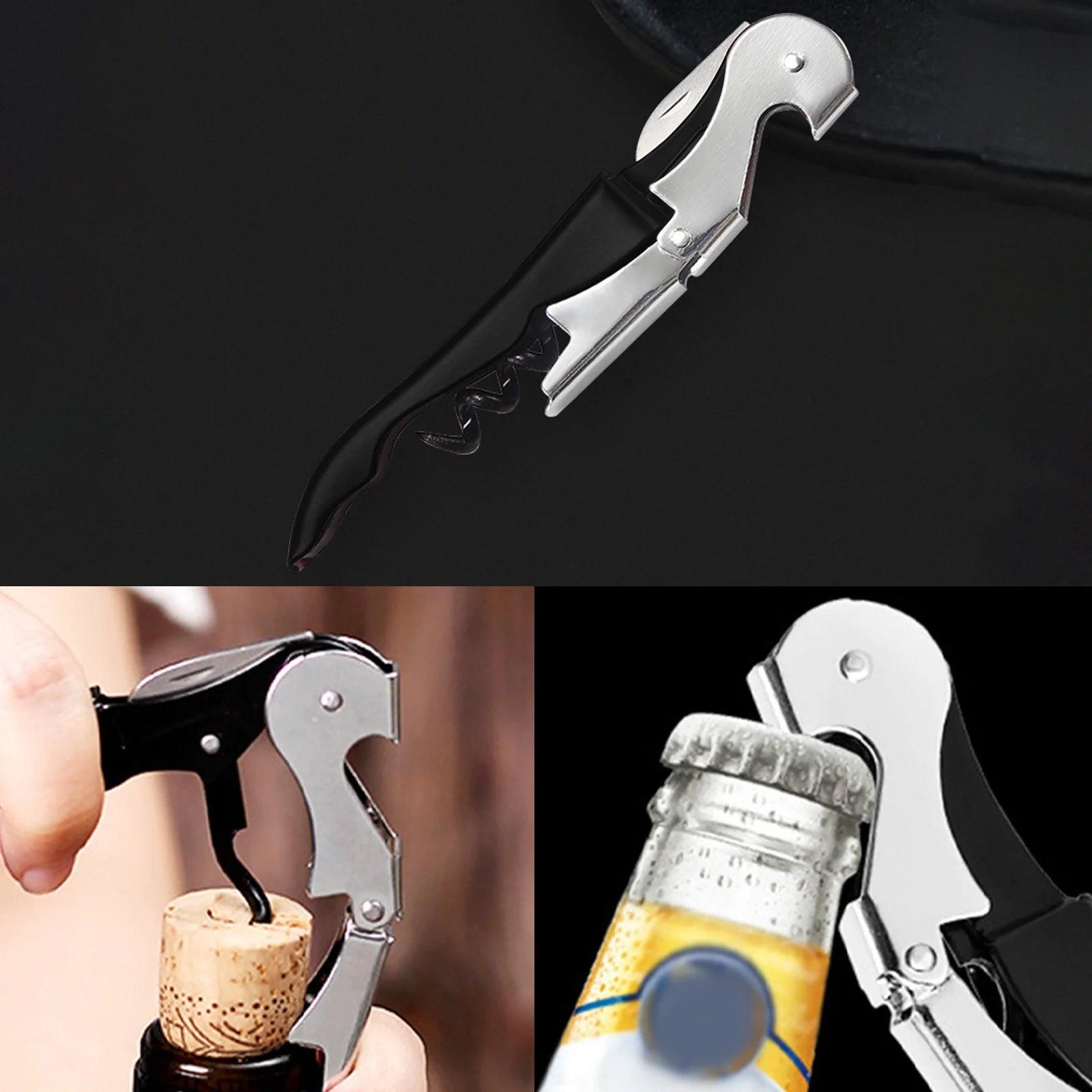 Hiroekza Opener Waiters Key For Servers Bartender With Foil Cutter Jar Opener Manual Bottle Opener Double Hinged Bottle Opener Kitchen Gadgets Clearance – Convenient Drink Preparation for Streamlined Everyday Routines