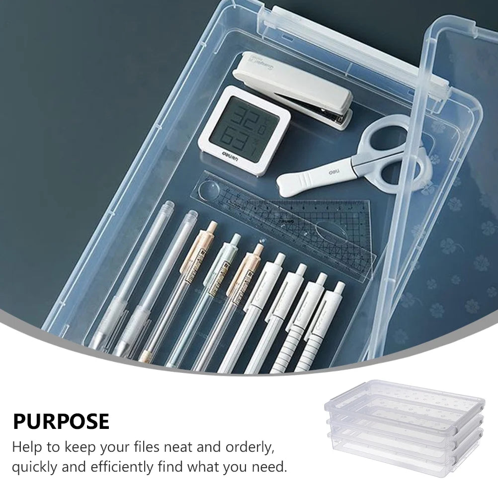 2pcs Multilayers Transparent Storage Box Clear Plastic Document Paper Filling Case – Clear-View Organization for Streamlined Everyday Routines