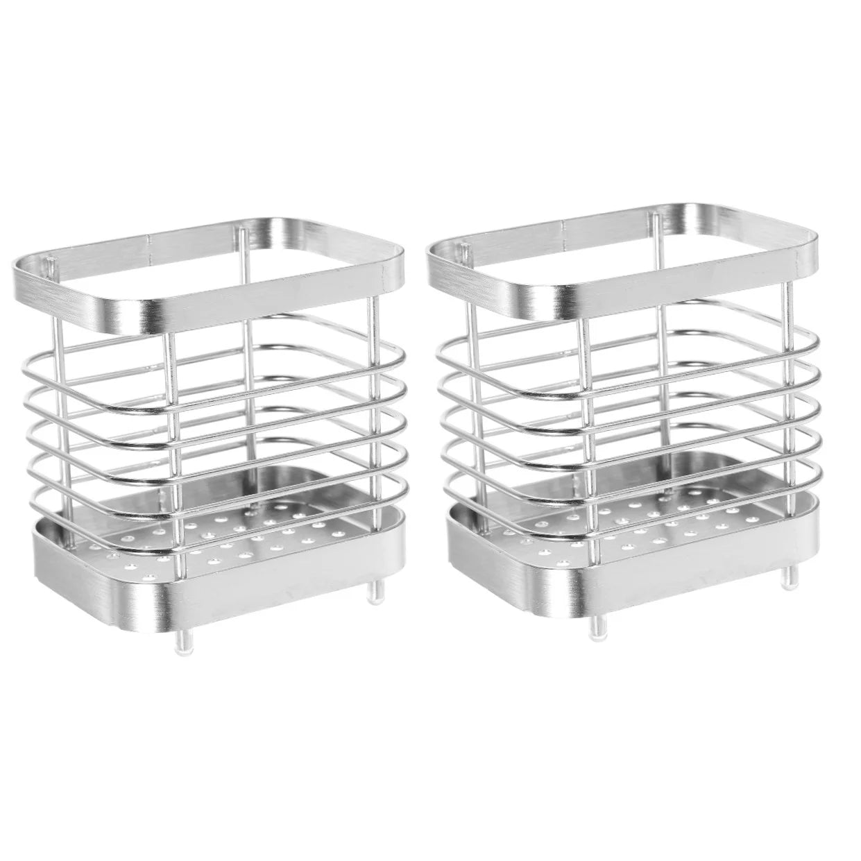 unbranded 2pcs Stainless Steel Cutlery Holder Kitchen Worktop Spoon Stand Space-saving Kitchen Utensil Holder – Durable Stainless Steel Construction for Streamlined Everyday Routines