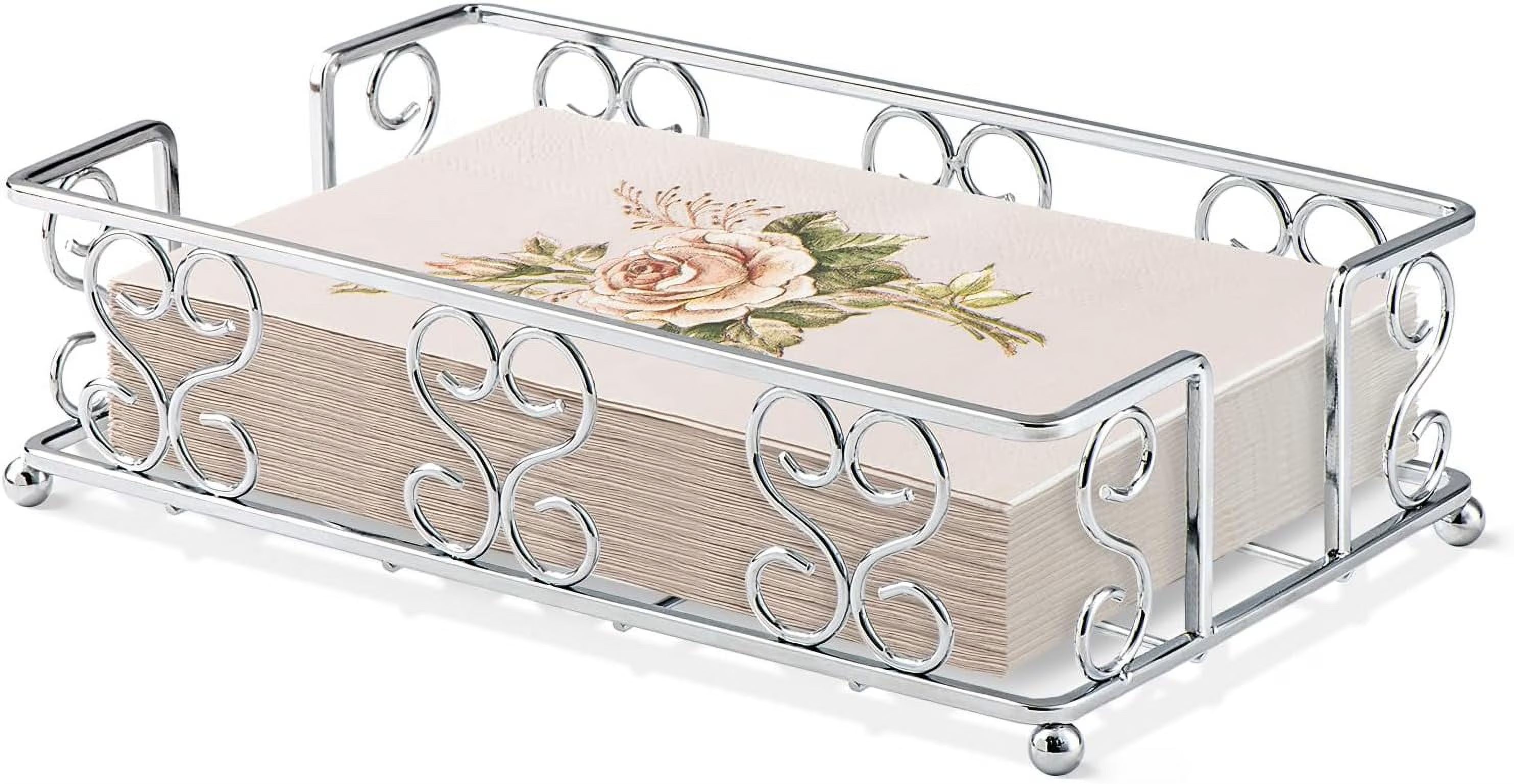 Napkin Holder & Guest Towel Tray - Stainless Steel Disposable Paper Towel Dispenser for Bathroom Table Kitchen Countertop Dinner Table Vanity – Durable Stainless Steel Construction for Streamlined Everyday Routines