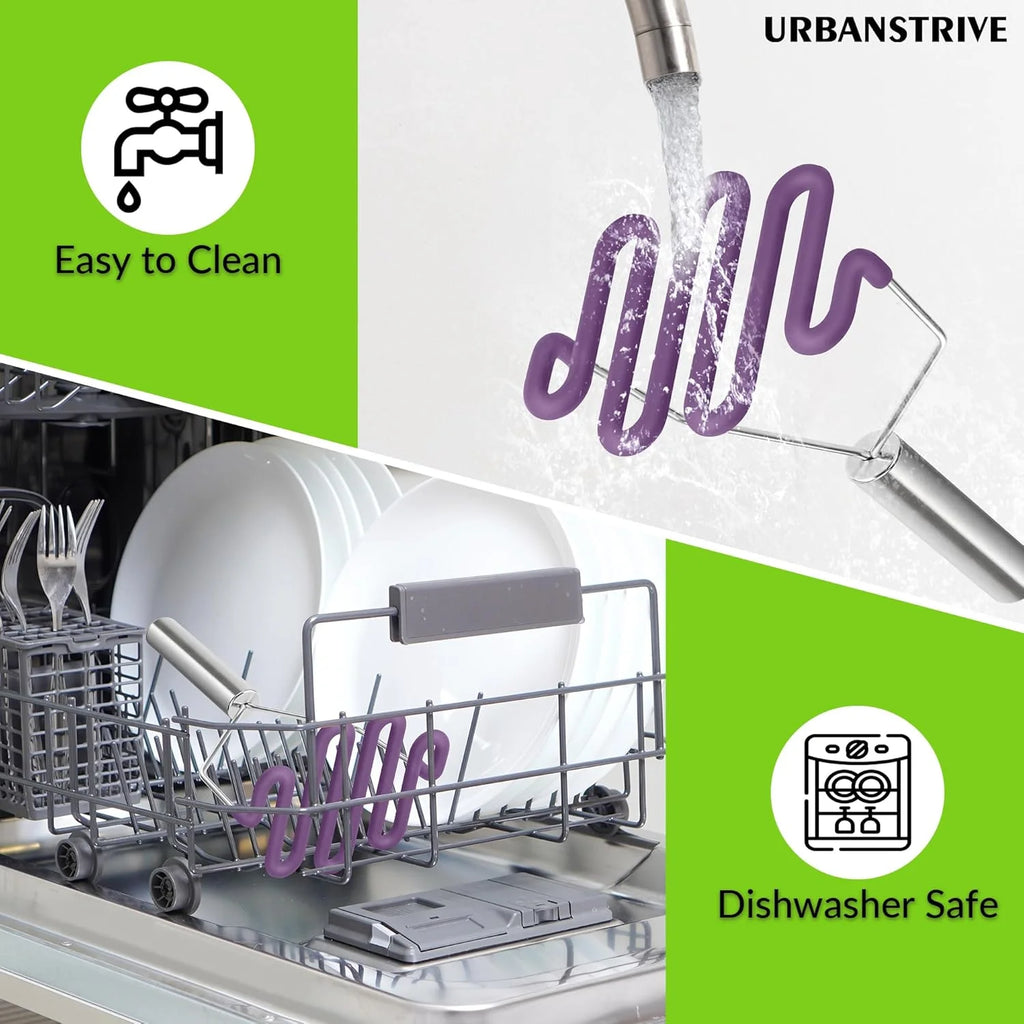Scratch-resistant silicone potato mash maker kitchen tool stainless steel outer layer wrapped with durable silicone. – Durable Stainless Steel Construction for Streamlined Everyday Routines