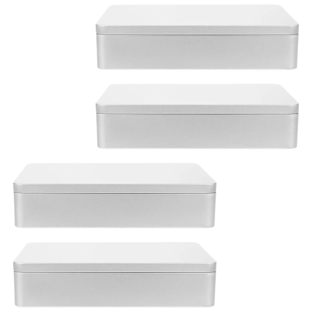 4 Pcs Collapsible Storage Bins Metal Tin Box Compact Lightweight Travel – Multiroom Organization Format for Streamlined Everyday Routines