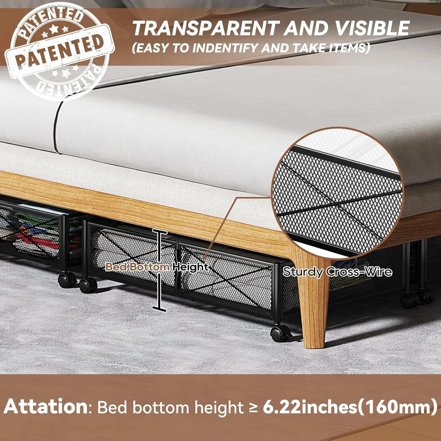 Under Bed Storage Containers with Wheels - Shoe Storage Organizer Drawer Tool-free Assembly Metal Underbed Storage for Bedroom Clothes Shoes Blankets - 2Pack – Multiroom Organization Format for Streamlined Everyday Routines