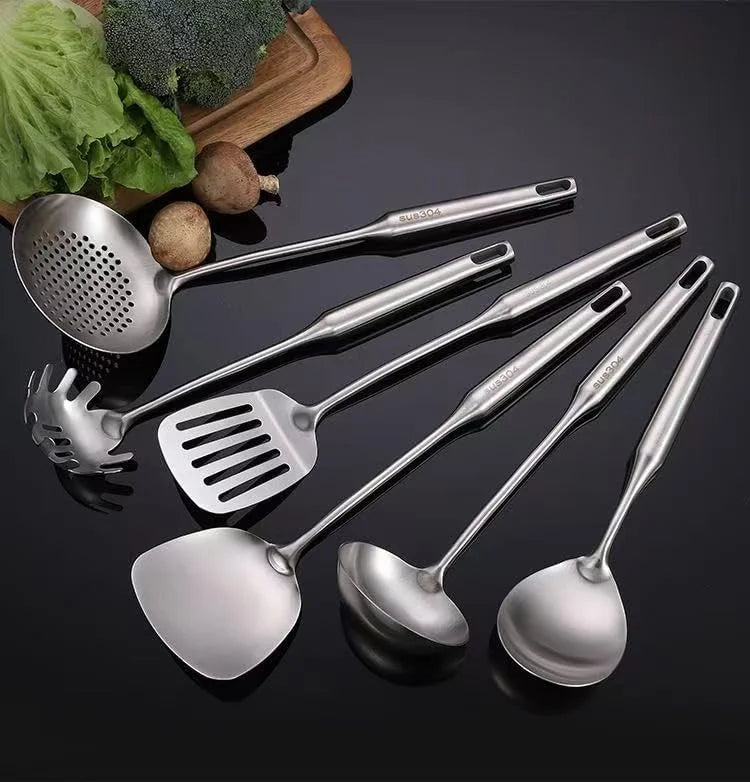 Well-crafted 7-Piece Gold Kitchen Utensil Set with Stand Stainless Steel Cooking Tools- Dishwasher Suitable Ladle Spoon Spatula Pasta Fork Luxury Brass Kitchen Accessories for Home – Durable Stainless Steel Construction for Streamlined Everyday Routines