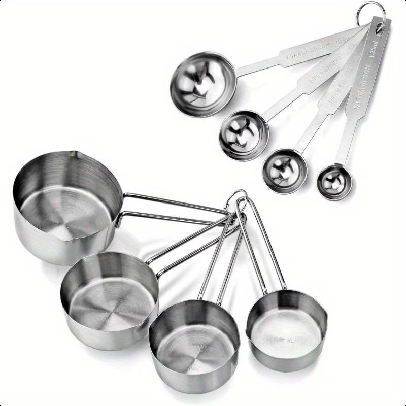 Stainless Steel Measuring Spoons and Measuring Cups Kitchen Tools for Drying and Liquid Ingredients Cooking and Baking Categories Measuring Spoons Measuring Cups Scale Bowls – Durable Stainless Steel Construction for Streamlined Everyday Routines