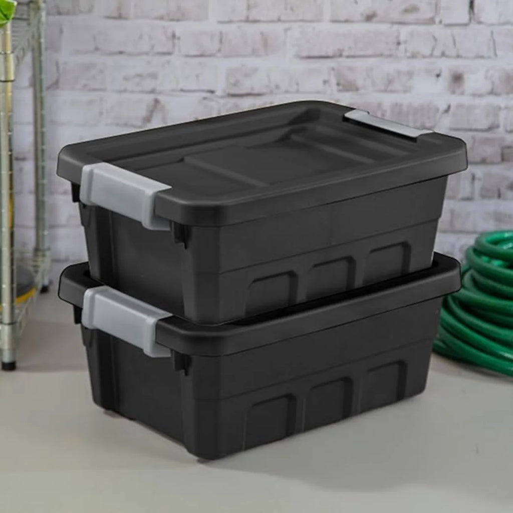 6-Pack Plastic Storage Bins with Lids Stackable Containers 4 Gallon Black – Stackable Organization for Streamlined Everyday Routines