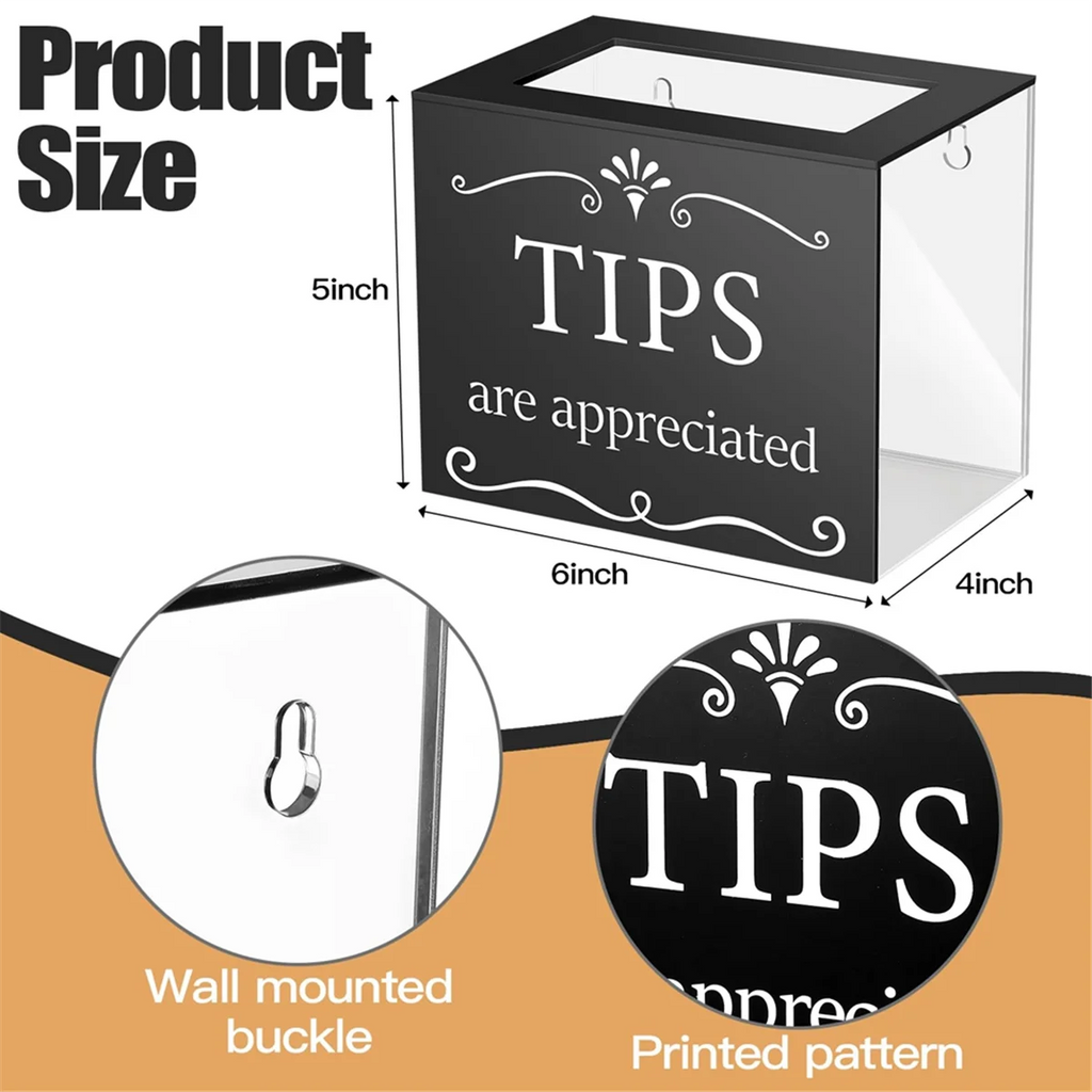 Tip Jars for Money Acrylic Cash Box Donation Bucket 6x4x5 Inch Storage Container Suggestion Raffle – Practical Home Organization for Streamlined Everyday Routines