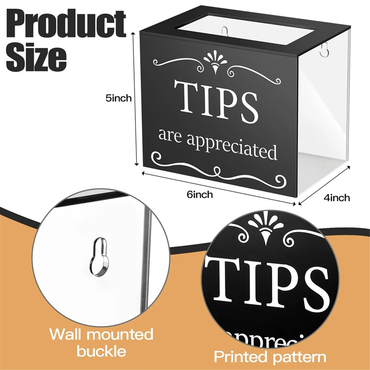Tip Jars for Money Acrylic Cash Box Donation Bucket 6x4x5 Inch Storage Container Suggestion Raffle – Practical Home Organization for Streamlined Everyday Routines