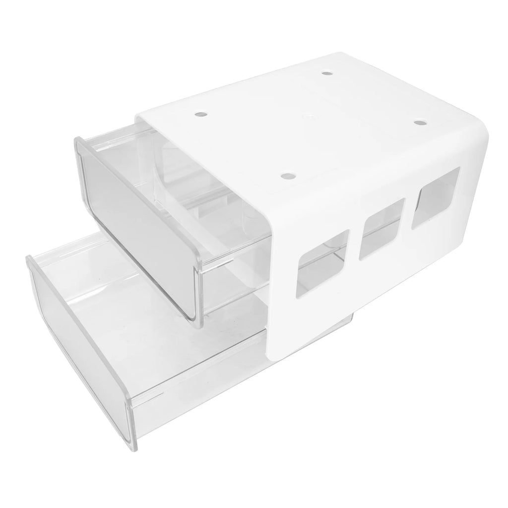 Double Storage Box Desktop Boxes Bins Table Shelf Office White – Everyday Household Format for Streamlined Everyday Routines
