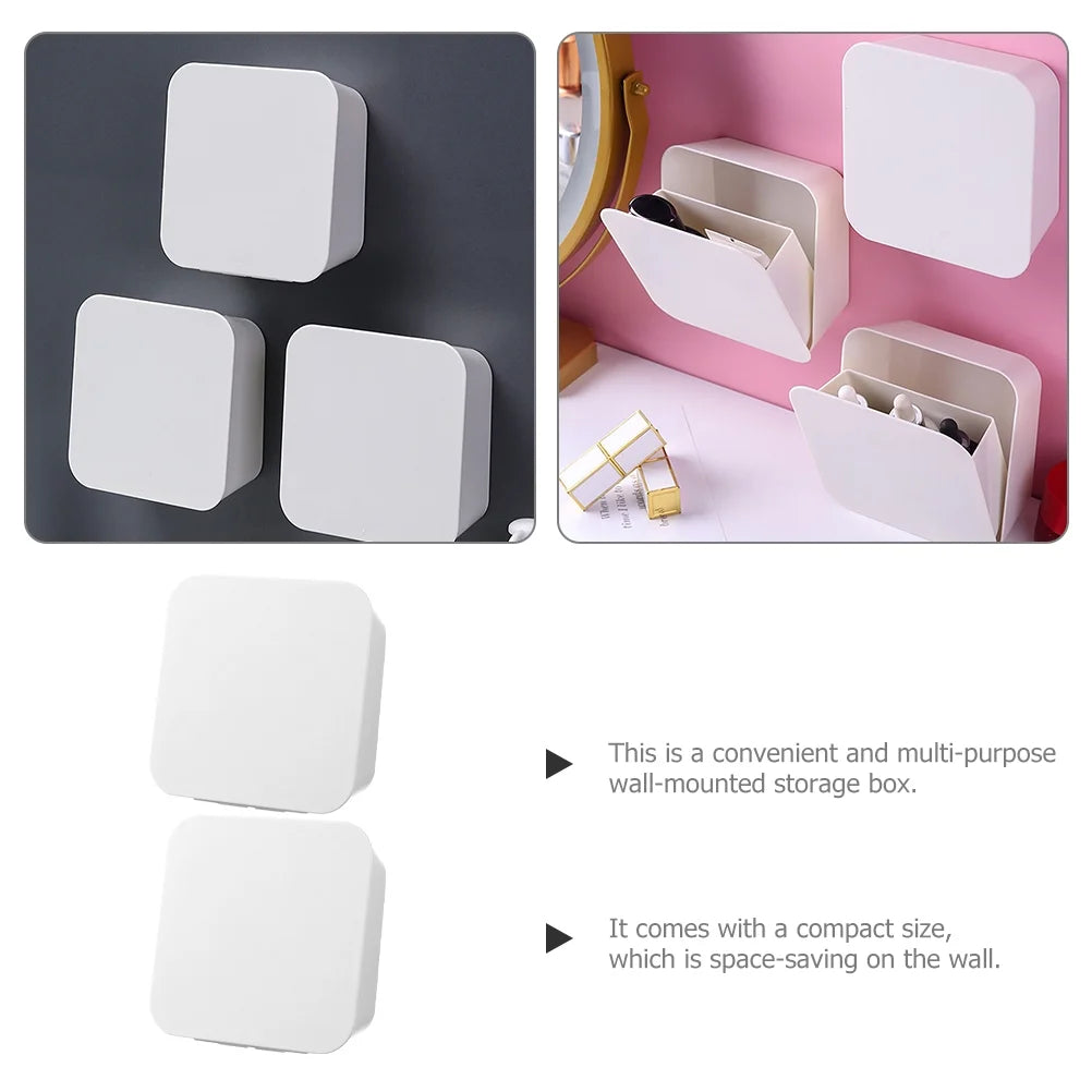 2 Pcs Wall-mounted Boxes Small Apartment Storage Box 14x5.5x14cm White – Space-Saving Hanging Design for Streamlined Everyday Routines