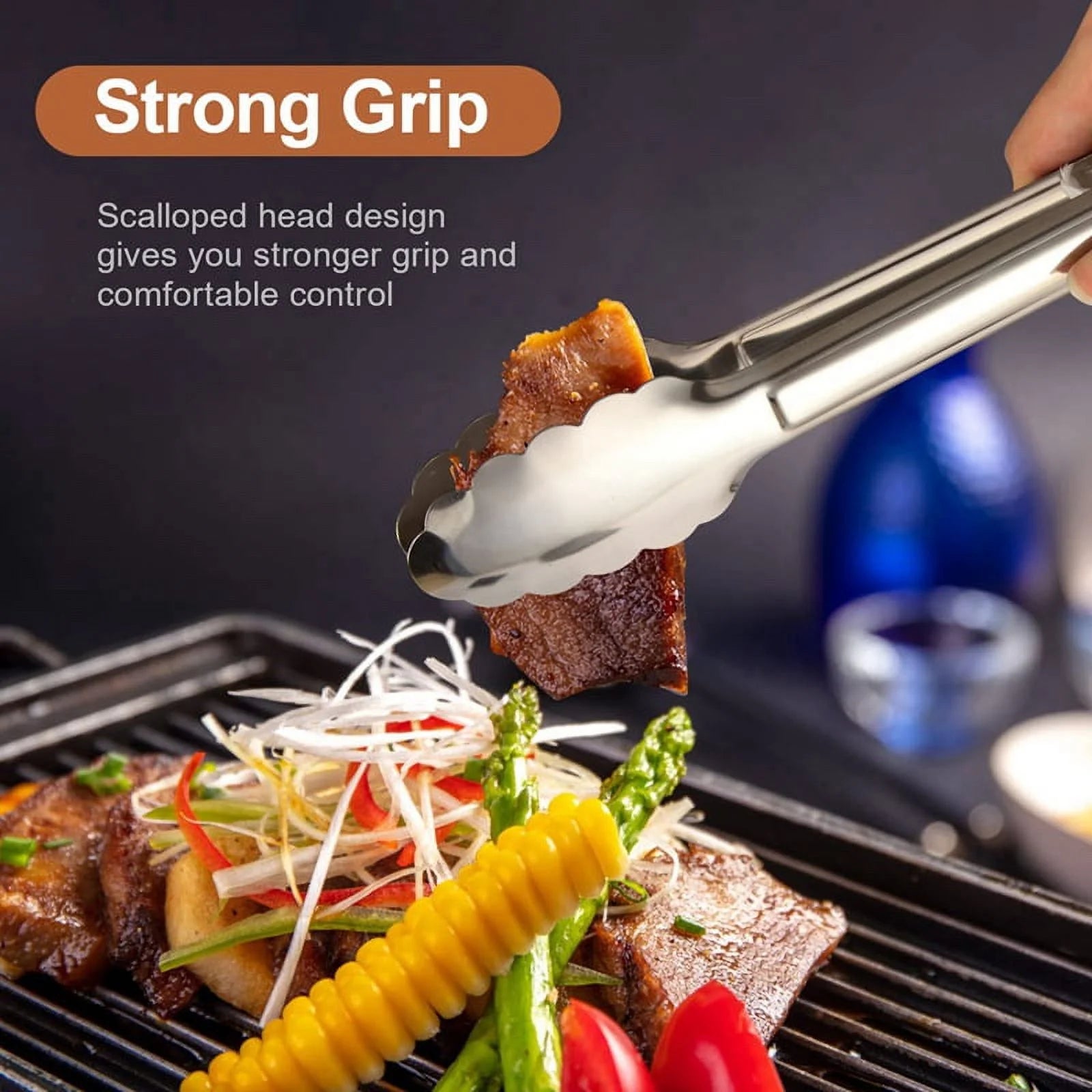 Unbranded 6 Pack Serving Tongs 7 Inch Stainless Steel Food Tongs for Salad Buffet Catering – Durable Stainless Steel Construction for Streamlined Everyday Routines