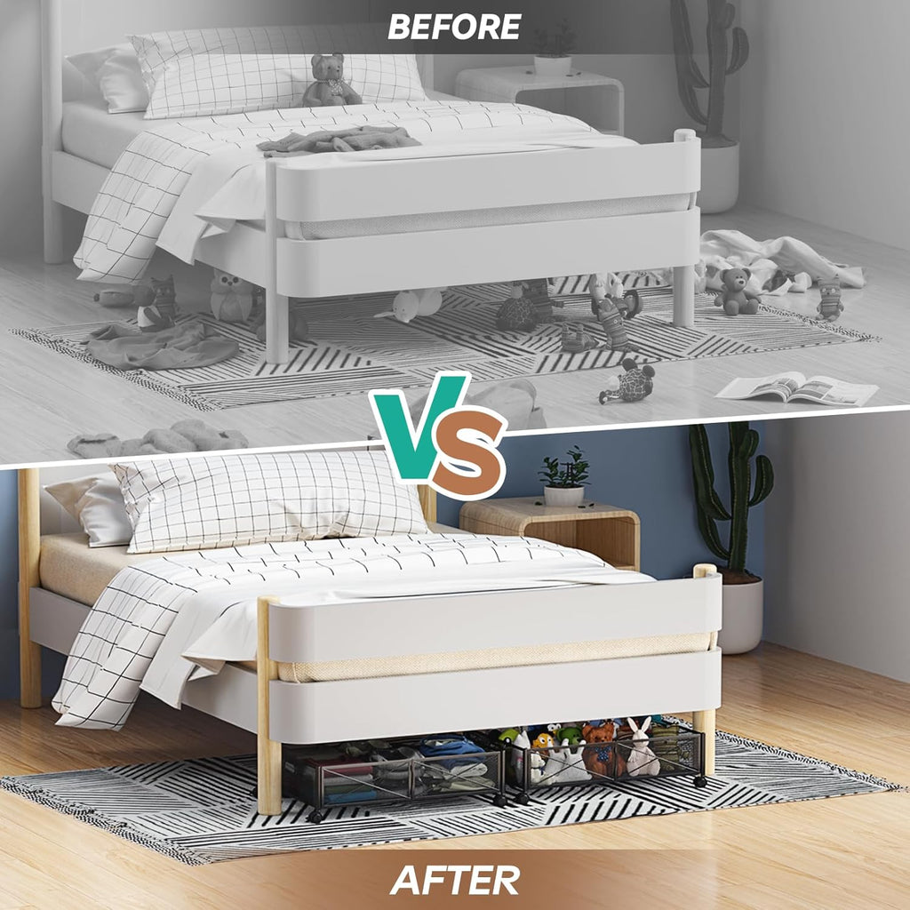 Under Bed Storage Containers with Wheels - Shoe Storage Organizer Drawer Tool-free Assembly Metal Underbed Storage for Bedroom Clothes Shoes Blankets - 2Pack – Everyday Household Format for Streamlined Everyday Routines