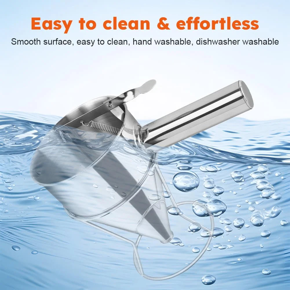 Stainless Steel Pancake Batter Dispenser with Squeeze Handle Kitchen Funnel Tools Pancake Dispenser for Pancakes Cupcakes Takoyaki and Baked Goods – Convenient Carry Handles for Streamlined Everyday Routines