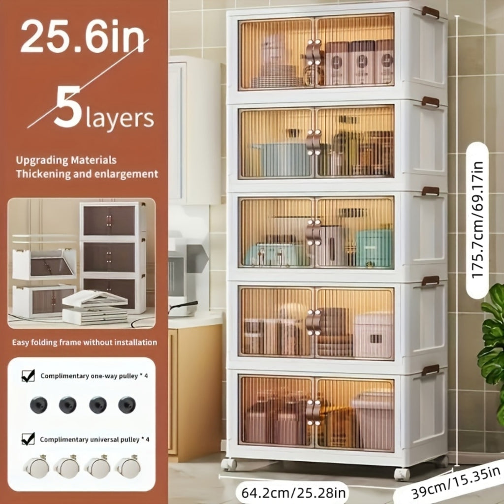 5-layer folding storage box magnetic cabinet door plastic drawer storage rack suitable for bedrooms study rooms toy rooms offices easy and convenient to move multi-layer storage box – Practical Home Organization for Streamlined Everyday Routines
