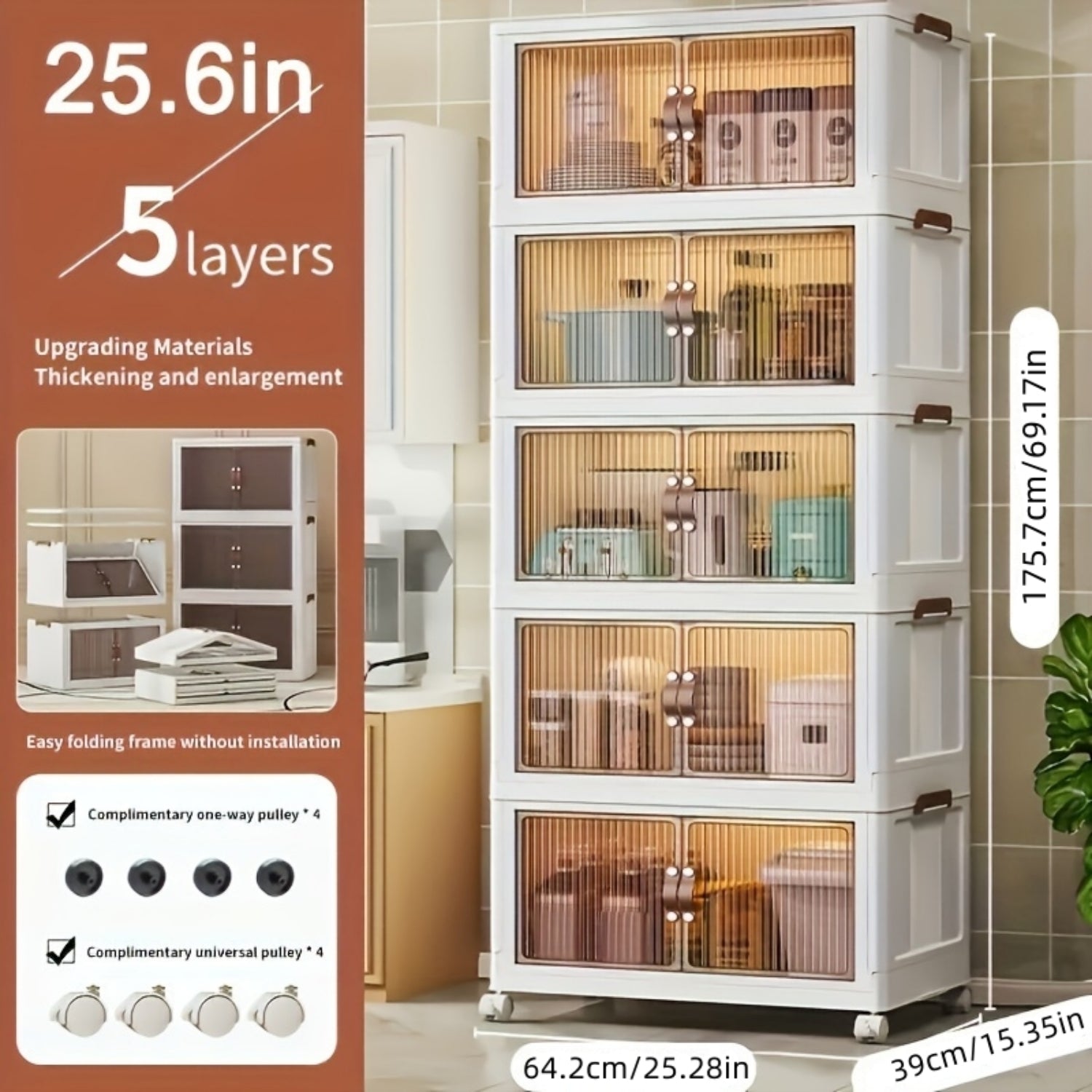 5-layer folding storage box magnetic cabinet door plastic drawer storage rack suitable for bedrooms study rooms toy rooms offices easy and convenient to move multi-layer storage box – Practical Home Organization for Streamlined Everyday Routines