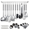 Kitchen Utensils Set 38 Pieces Stainless Steel Cooking Utensils Set Kitchen Gadgets Cookware Kitchen Tool Set with Utensil Holder Rack And Hooks For Hanging Dishwasher Suitable – Space-Saving Hanging Design for Streamlined Everyday Routines