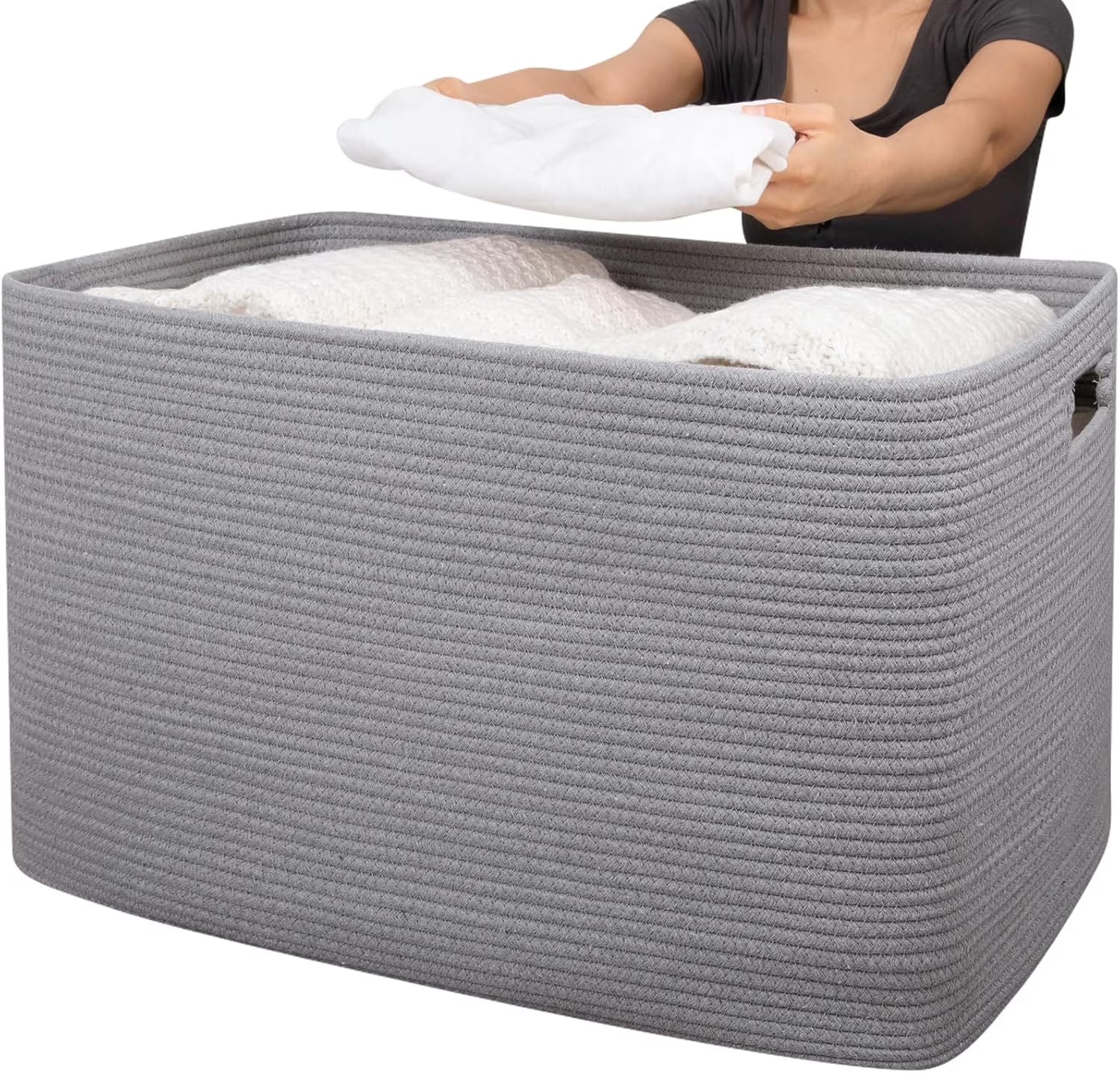 118L XXXLarge Cotton Rope Storage Basket Oversized Blanket Basket Used for Organizing Dirty Clothes in Living Room Bedroom Nursery Dog Toy Storage Bins 25" x 17" x 16",Grey – Practical Home Organization for Streamlined Everyday Routines