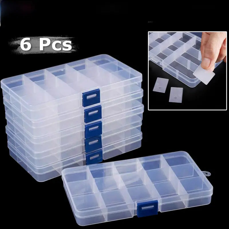 [Clear Jewelry Box] 6pcs Clear Jewelry Box | Plastic Bead Storage Craft Container Earrings Organizer – Clear-View Organization for Streamlined Everyday Routines