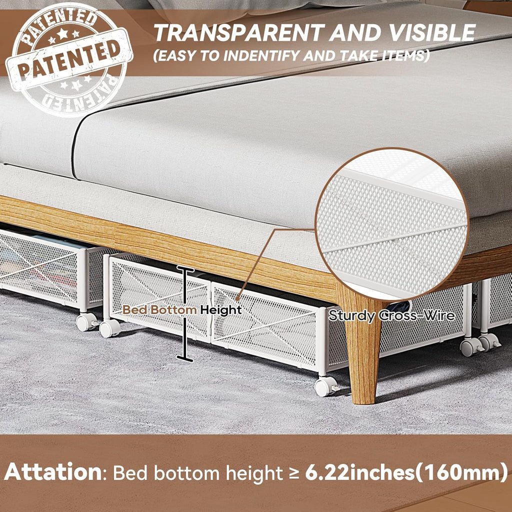 Under Bed Storage Containers with Wheels Under Bed Shoe Storage Organizer Drawer Tool-free Assembly Metal Storage Containers for Bedroom Clothes Shoes Blankets -2PCK – Multiroom Organization Format for Streamlined Everyday Routines