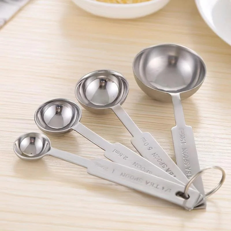 Stainless Steel Measuring Spoons and Measuring Cups Kitchen Tools for Drying and Liquid Ingredients Cooking and Baking Categories Measuring Spoons Measuring Cups Scale Bowls – Durable Stainless Steel Construction for Streamlined Everyday Routines