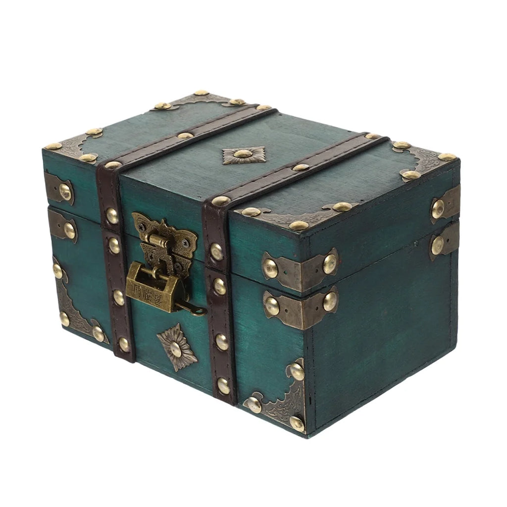 Wooden Storage Box Keepsake Stash Photo Treasure Chest Crate Dark Green – Natural-Look Construction for Streamlined Everyday Routines