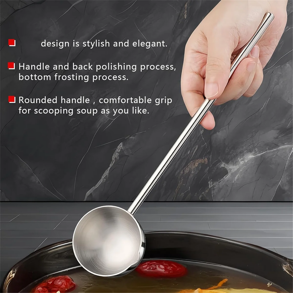 Small Soup Ladle Stainless Steel Metal Deep Spoon with Pour Spout 2 Oz Long Handle Gravy Ladles Heat- 10.5 Inch – Convenient Carry Handles for Streamlined Everyday Routines