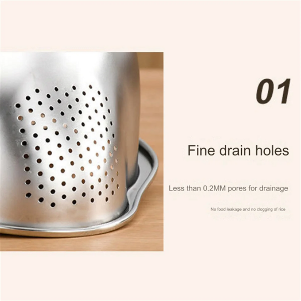 Rice Washer Strainer Bowl Stainless Steel Washing Colander Fruit and Vegetable Kitchen Tool A – Durable Stainless Steel Construction for Streamlined Everyday Routines