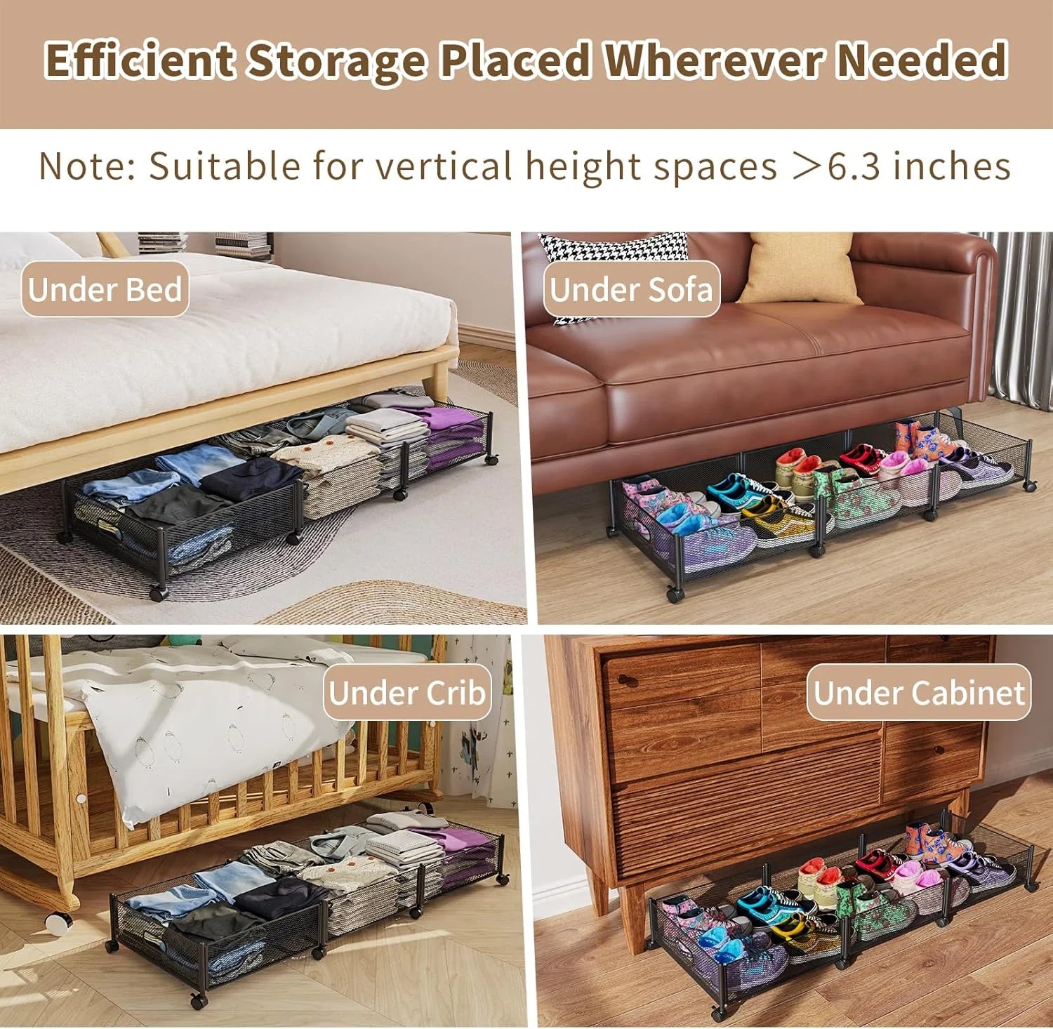 47.2'' Long Under Bed Storage on Wheels 57.6L Large Capacity Rolling Under the Bed Storage Containers Tool-Free Assembly Foldable Underbed Shoes Clothes Toy Drawers – Everyday Household Format for Streamlined Everyday Routines