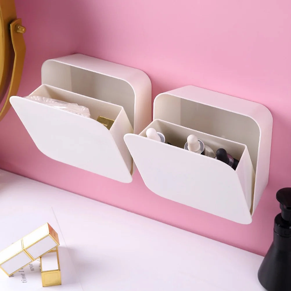 2 Pcs Wall-mounted Boxes Small Apartment Storage Box 14x5.5x14cm White – Space-Saving Hanging Design for Streamlined Everyday Routines