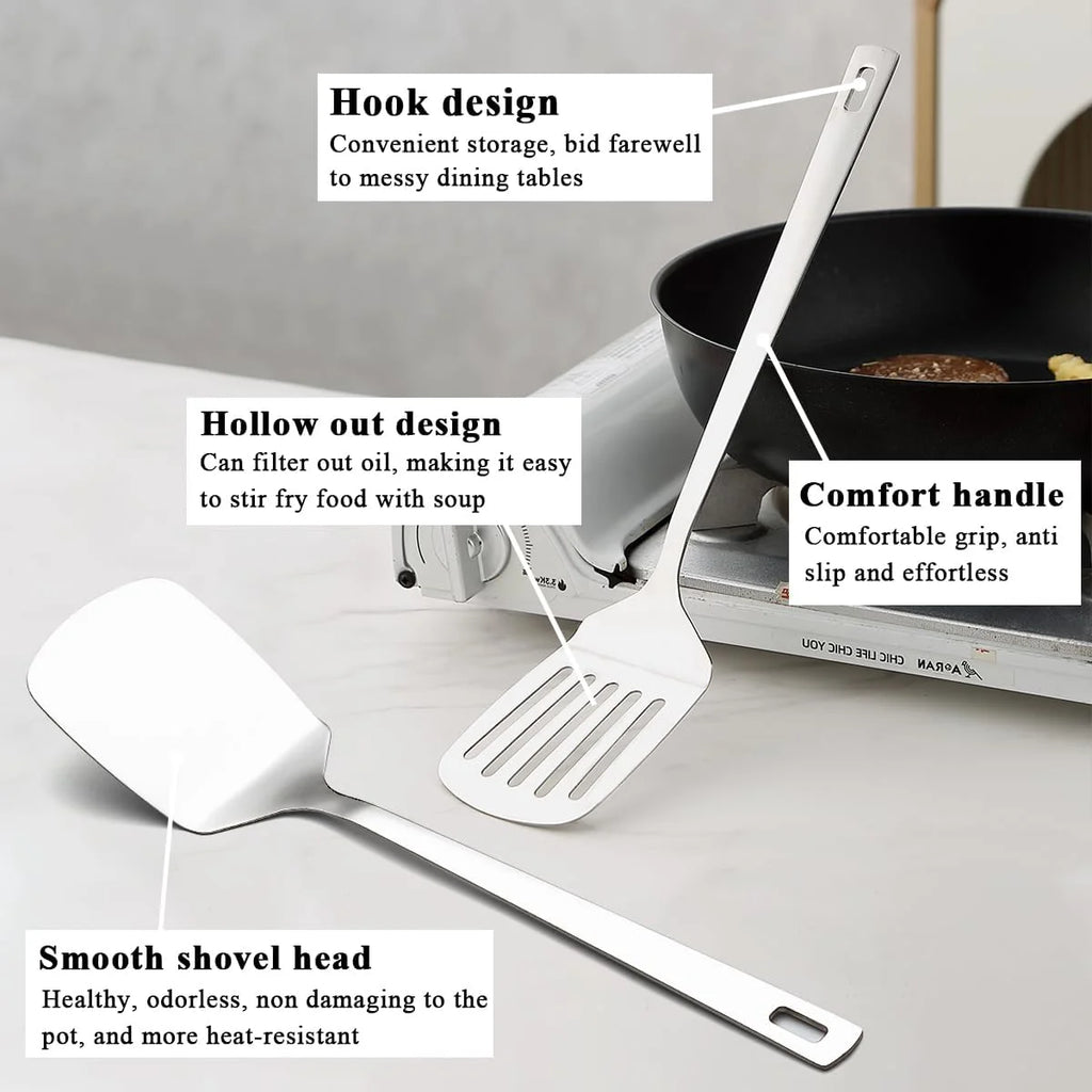 Kitchen Utensils Set 6pcs Stainless Steel Cooking Utensils Set Kitchen Tools Spatulas Set Home Essentials Kitchen Gadgets Accessories – Durable Stainless Steel Construction for Streamlined Everyday Routines