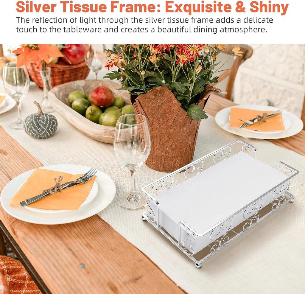 Napkin Holder & Guest Towel Tray - Stainless Steel Disposable Paper Towel Dispenser for Bathroom Table Kitchen Countertop Dinner Table Vanity – Durable Stainless Steel Construction for Streamlined Everyday Routines