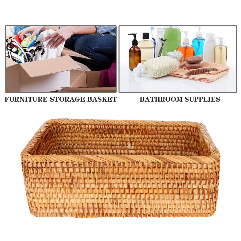 Wicker Basket with Lid Storage Boxes Lids Practical Home Child – Secure Lid Design for Streamlined Everyday Routines