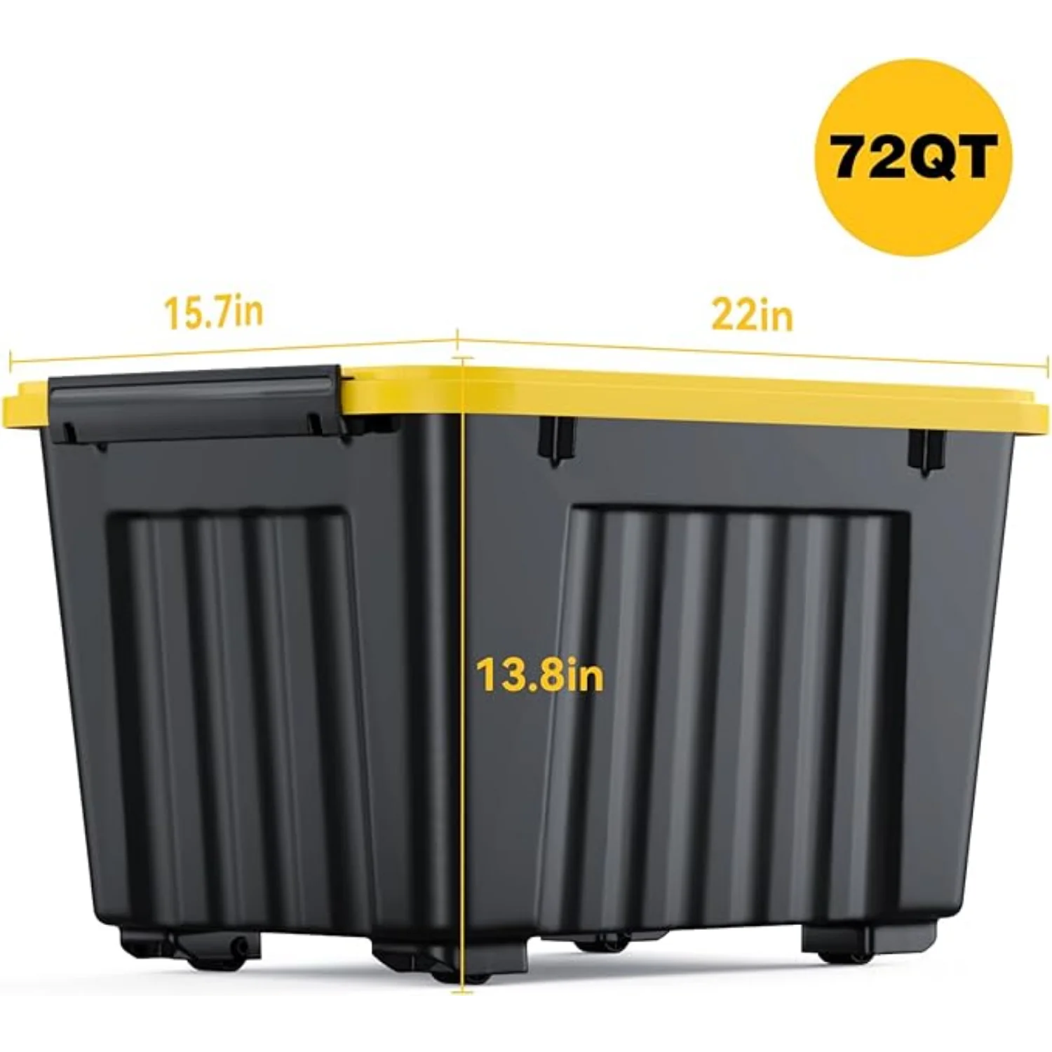 72Quart Plastic Storage Bin Stackable and Nestable Storage Boxes with White Lids and Secure Latching Buckles Large Storage Container (Black/Yellow 72Quart-6Pack) – Stackable Organization for Streamlined Everyday Routines