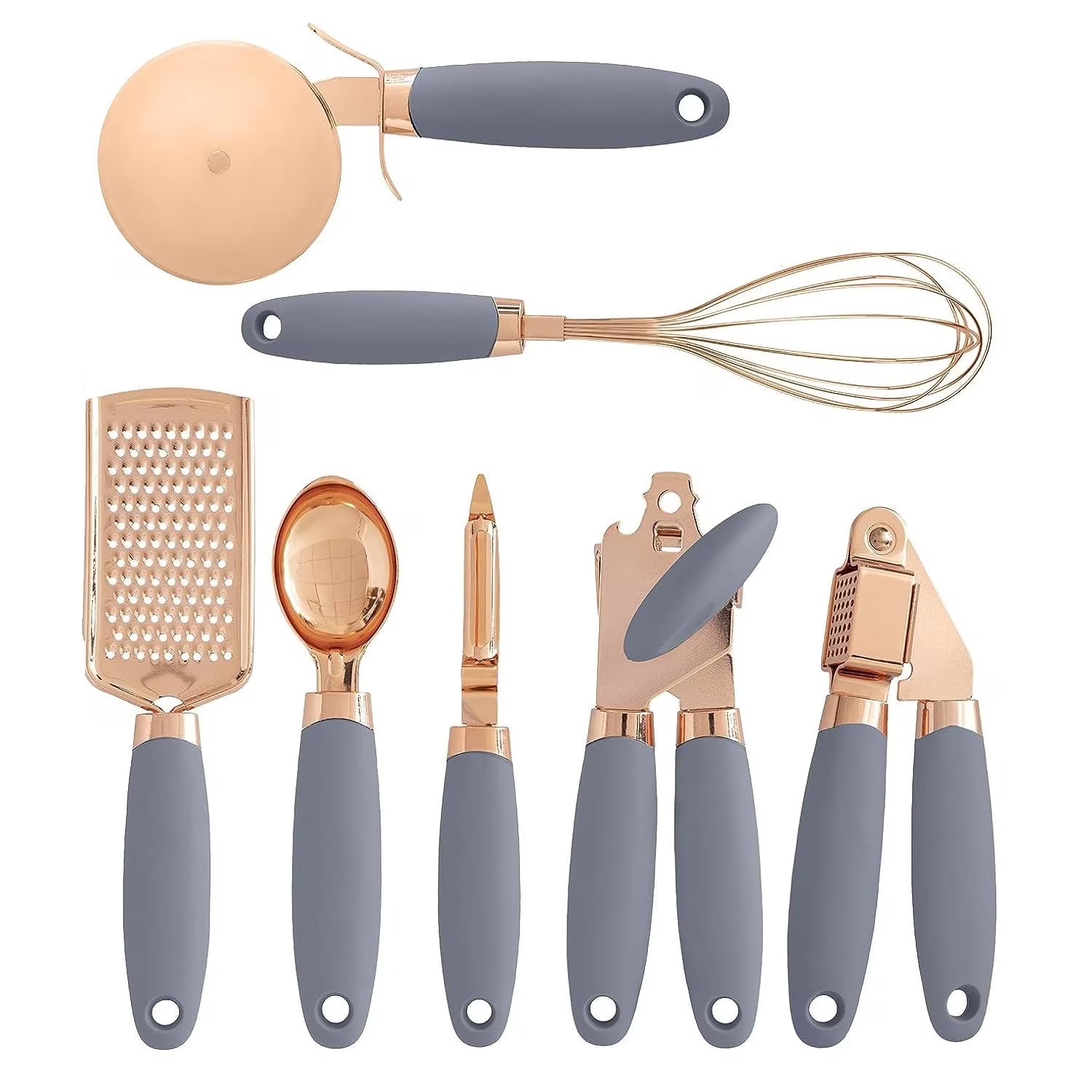 7-Piece Kitchen Gadget Set Copper Coated Stainless Steel Tableware with Soft Touch Handle – Convenient Carry Handles for Streamlined Everyday Routines