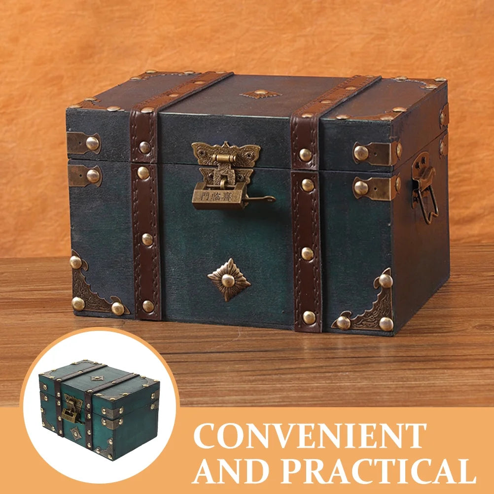 Wooden Storage Box Keepsake Stash Photo Treasure Chest Crate Dark Green – Natural-Look Construction for Streamlined Everyday Routines