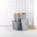 2-Pack 18 Gallon Heavy-Duty Plastic Storage Bins with Snap-On Lids - Durable Stackable Gray Organizers for Home Garage Pantry & Office - Space-Saving Rectangular Design with Reinforced Handles – Stackable Organization for Streamlined Everyday Routines