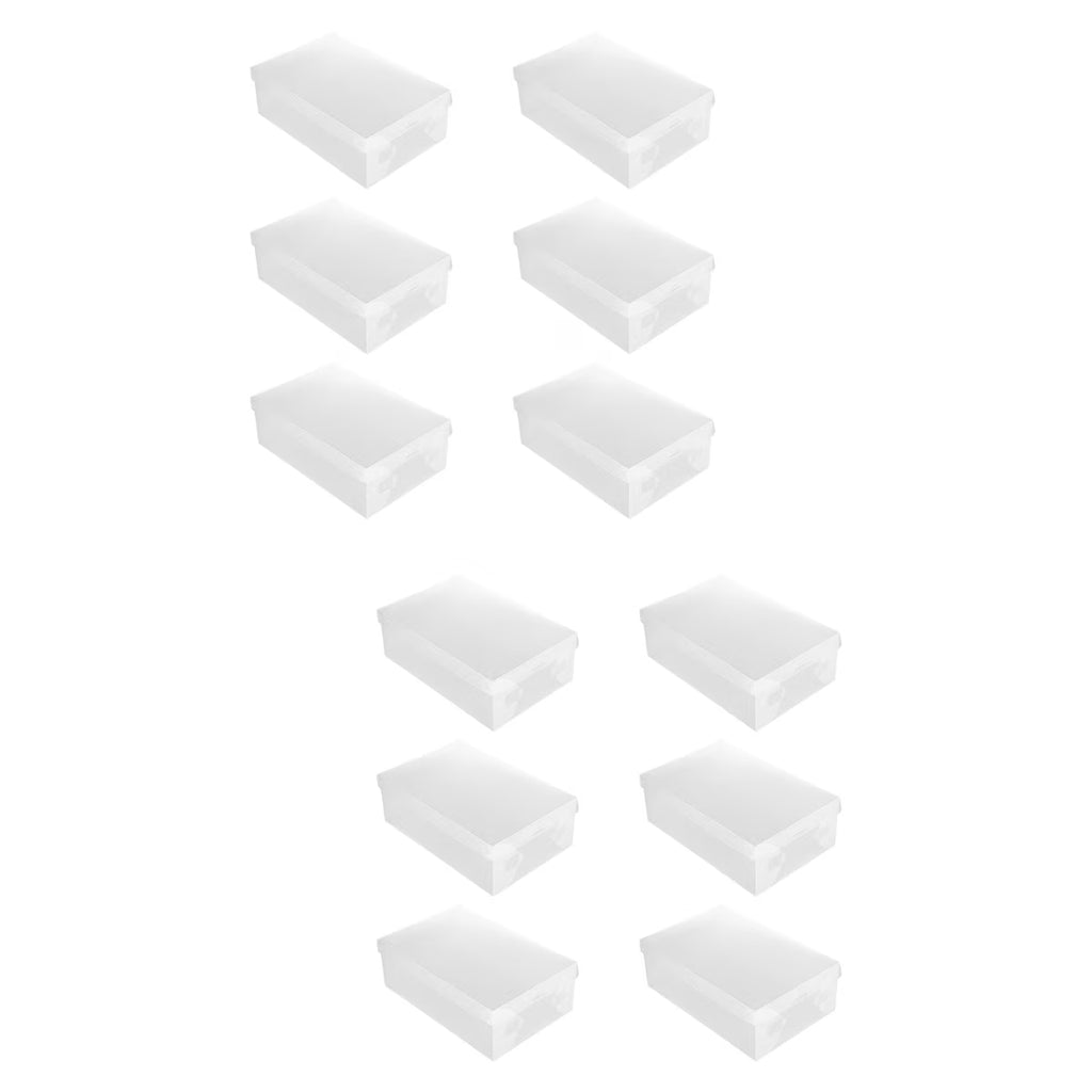 12 PCS Shoes Boxes Transparent Shoes Cases Plastic Storage Box Shoes Container for Home Shop 28x18x10cm – Clear-View Organization for Streamlined Everyday Routines