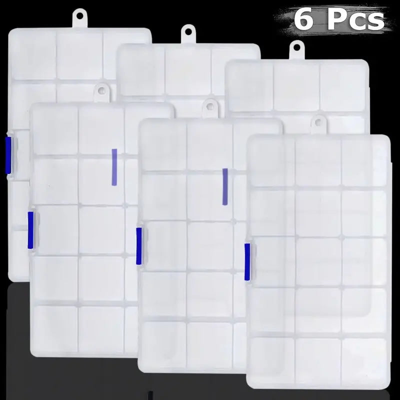 [Clear Jewelry Box] 6pcs Clear Jewelry Box | Plastic Bead Storage Craft Container Earrings Organizer – Clear-View Organization for Streamlined Everyday Routines