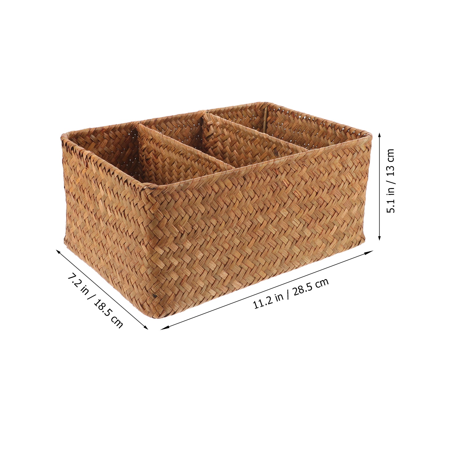 Straw Desktop Storage Box Pantry Basket Bins Hamper for Shelves with Lid Chocolate – Secure Lid Design for Streamlined Everyday Routines