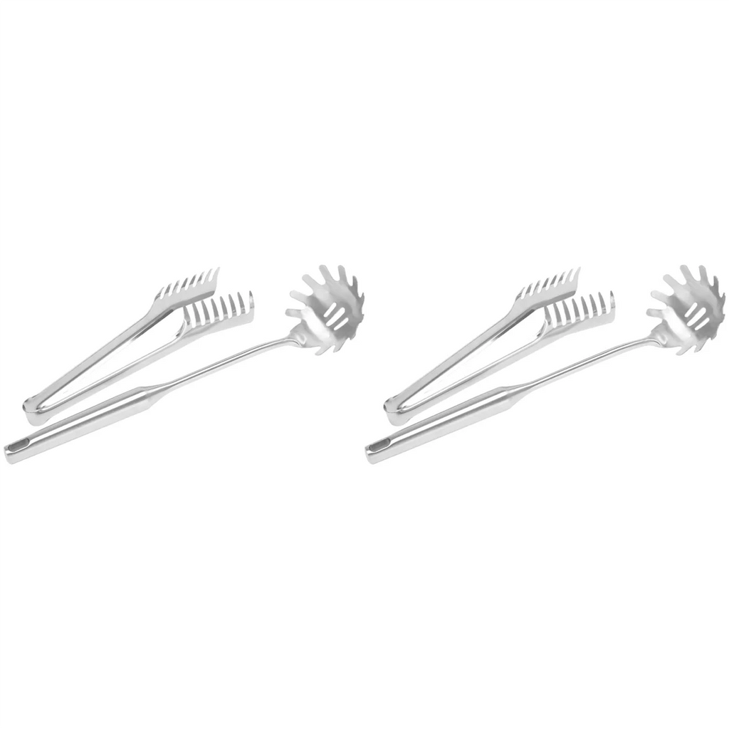 4 Pieces Stainless Steel Spaghetti Server Set Stainless Steel Spaghetti Pasta Tong Pasta Spoon Server Fork,2 x clip 2 x spoon,Silver – Durable Stainless Steel Construction for Streamlined Everyday Routines
