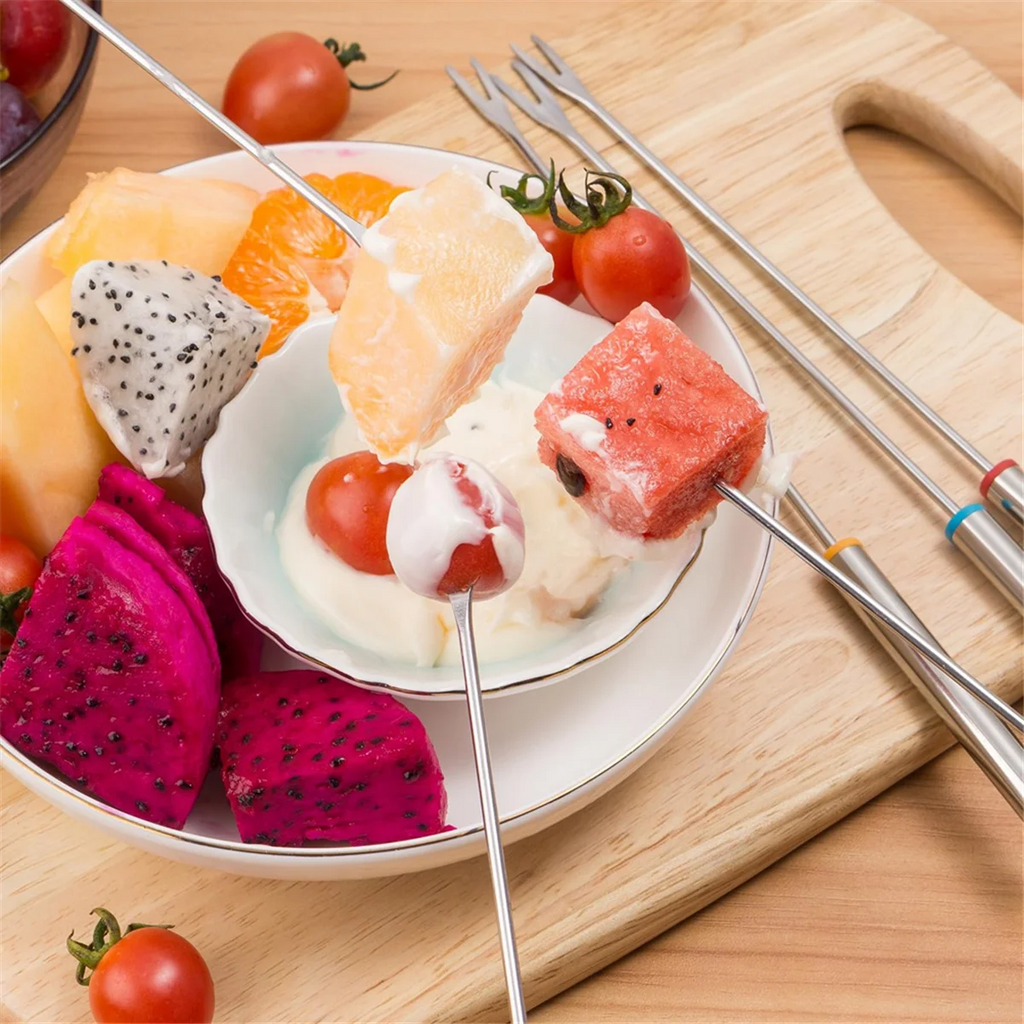 12PCS 9.5 Inch Color-Coded Stainless Steel Fondue Forks Cheese Fork Fruit with Heat-Blocking – Durable Stainless Steel Construction for Streamlined Everyday Routines