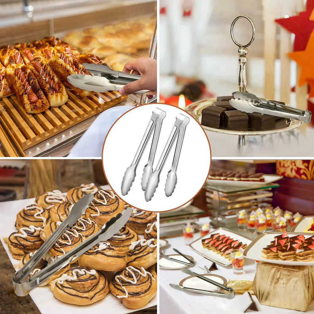Unbranded 6 Pack Serving Tongs 7 Inch Stainless Steel Food Tongs for Salad Buffet Catering – Durable Stainless Steel Construction for Streamlined Everyday Routines