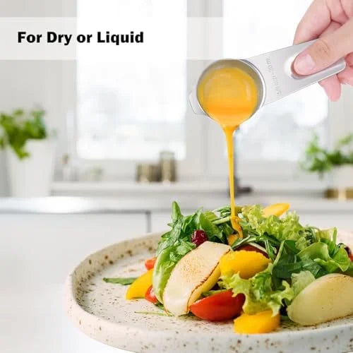 Measuring Cups 7PCS Stainless Steel Measuring Cups with a Storage Bag for Cooking & Baking Dishwasher Suitable – Durable Stainless Steel Construction for Streamlined Everyday Routines