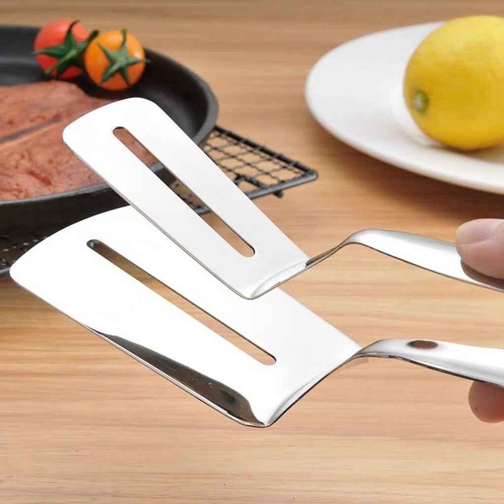 Stainless Steel Double-Sided Shovel Clip Stainless Steel Spatula Kitchen Tongs,Grill Clamp Flipping Spat – Durable Stainless Steel Construction for Streamlined Everyday Routines
