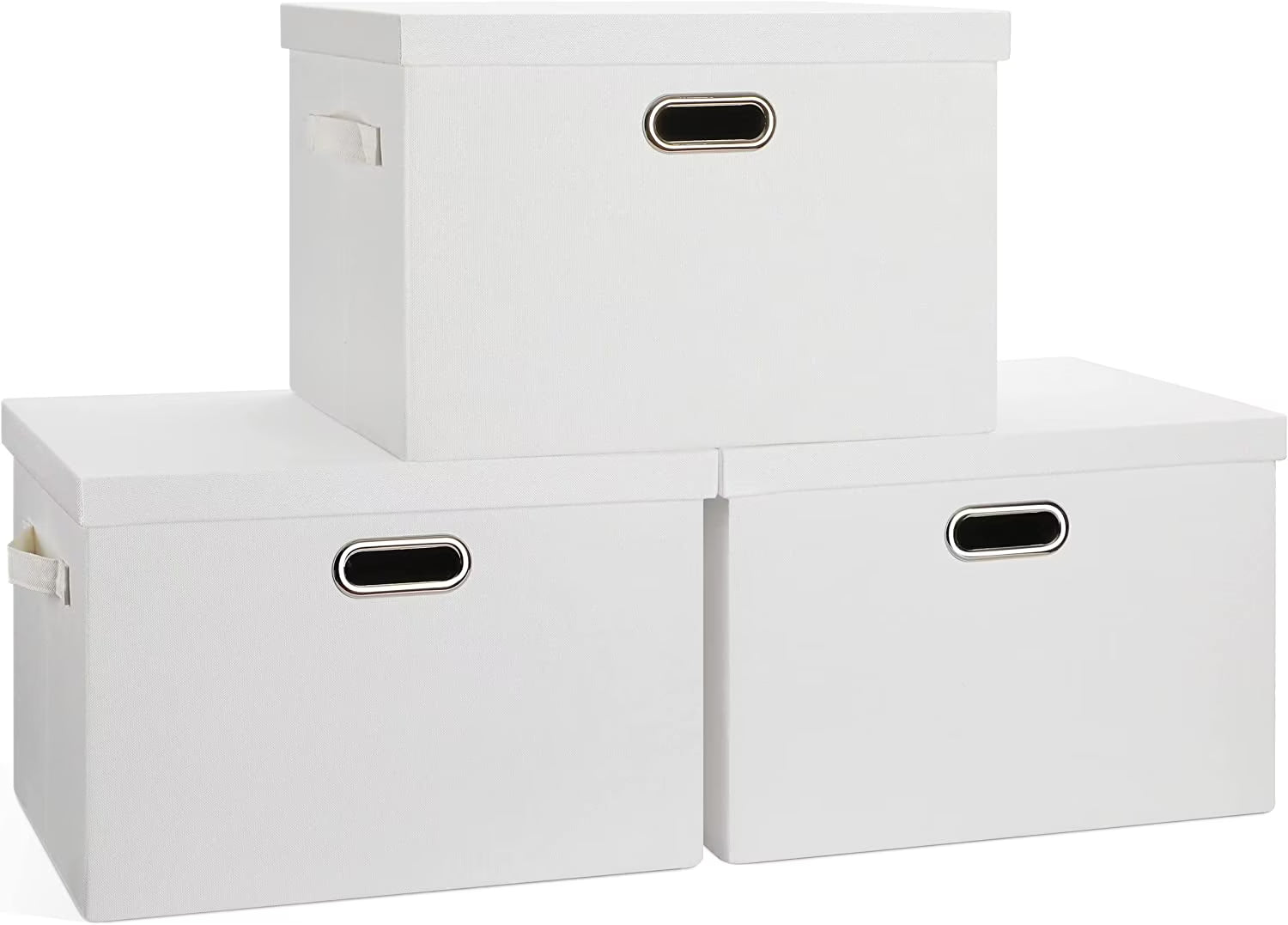 Large 17" 36 Quart Collapsible Stackable Storage Bins with Lids 3 Packs White Linen Fabric Closet Boxes with Lids Storage Cube Baskets Container Organizers for Bedroom Office(17 x12 x11) – Everyday Household Format for Streamlined Everyday Routines