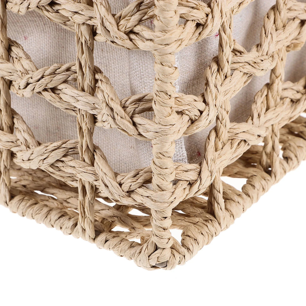 Rustic Storage Bins Grass Basket Cube Boxes with Lids Fabric Toy Sundries – Multiroom Organization Format for Streamlined Everyday Routines