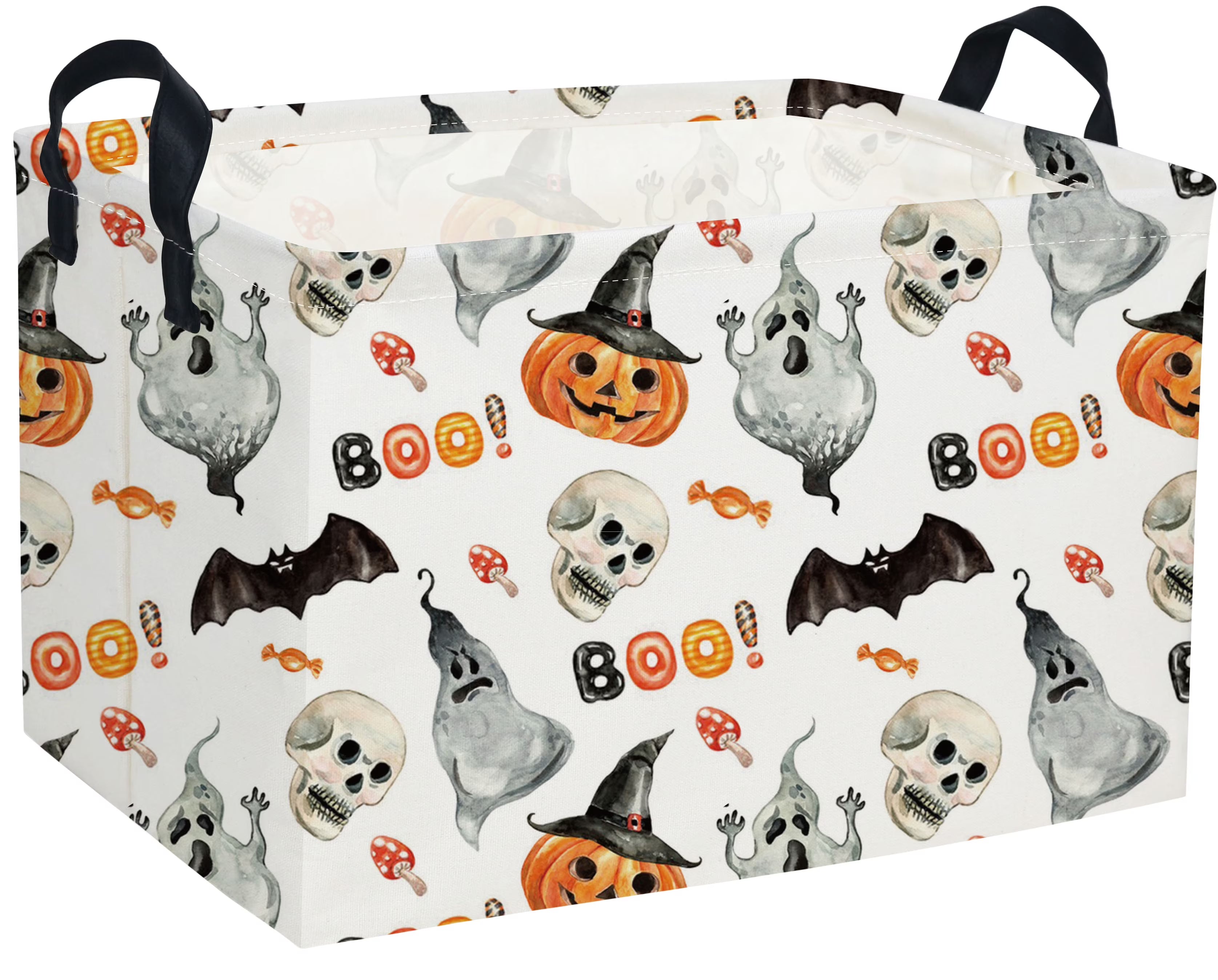 Rectangular Kids Storage Bin Halloween Basket Cartoon Storage Basket with Handles for Organizing Home Kitchen Boys and Girls Toys Bins Shelf Baskets(Watercolor Halloween) – Multiroom Organization Format for Streamlined Everyday Routines